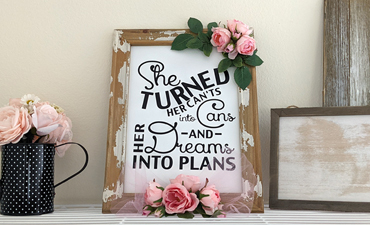 Pazzles DIY Her Dreams Sign with instant SVG download. Instant SVG download compatible with all major electronic cutters including Pazzles Inspiration, Cricut, and Silhouette Cameo. Design by Monica Martinez.