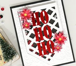 Pazzles DIY Ho Ho Ho Card with instant SVG download. Compatible with all major electronic cutters including Pazzles Inspiration, Cricut, and Silhouette Cameo. Design by Monica Martinez.