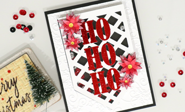 Pazzles DIY Ho Ho Ho Card with instant SVG download. Compatible with all major electronic cutters including Pazzles Inspiration, Cricut, and Silhouette Cameo. Design by Monica Martinez.