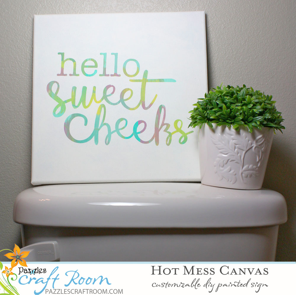 Pazzles DIY Bathroom Hot Mess Canvas by Amanda Vander Woude