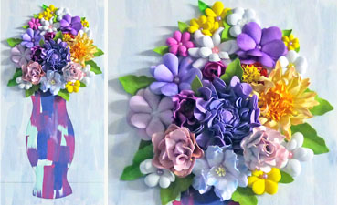 Pazzles DIY Hot Mess Canvas Floral Vase with Foam Flowers by Julie Flanagan