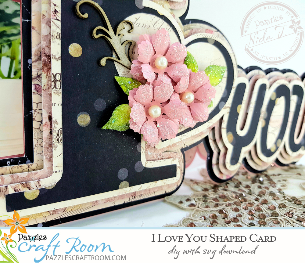 Pazzles DIY I Love You Shaped Card with instant SVG download. Compatible with all major electronic cutters including Pazzles Inspiration, Cricut, and Silhouette. Design by Nida Tanweer.