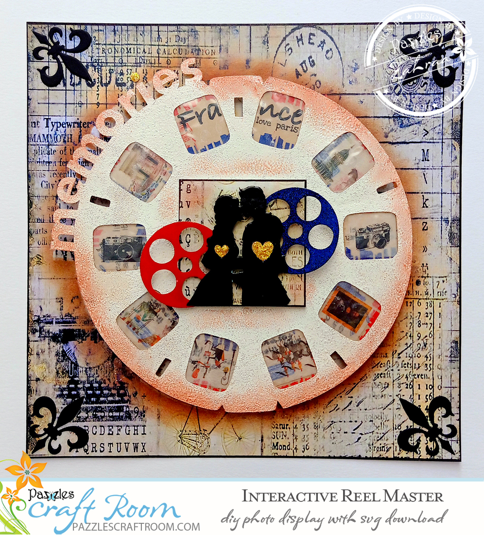 Pazzles DIY Interactive Photo Reel Display with instant SVG download. Compatible with all major electronic cutters including Pazzles Inspiration, Cricut, and Silhouette Cameo. Design by Zahraa Darweesh.