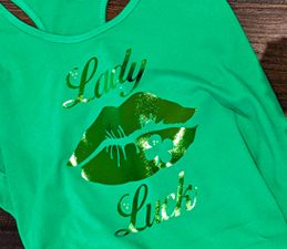 Pazzles DIY Lady Luck Heat Transfer with instant SVG download. Instant SVG download compatible with all major electronic cutters including Pazzles Inspiration, Cricut, and Silhouette Cameo. Design by Monica Martinez.