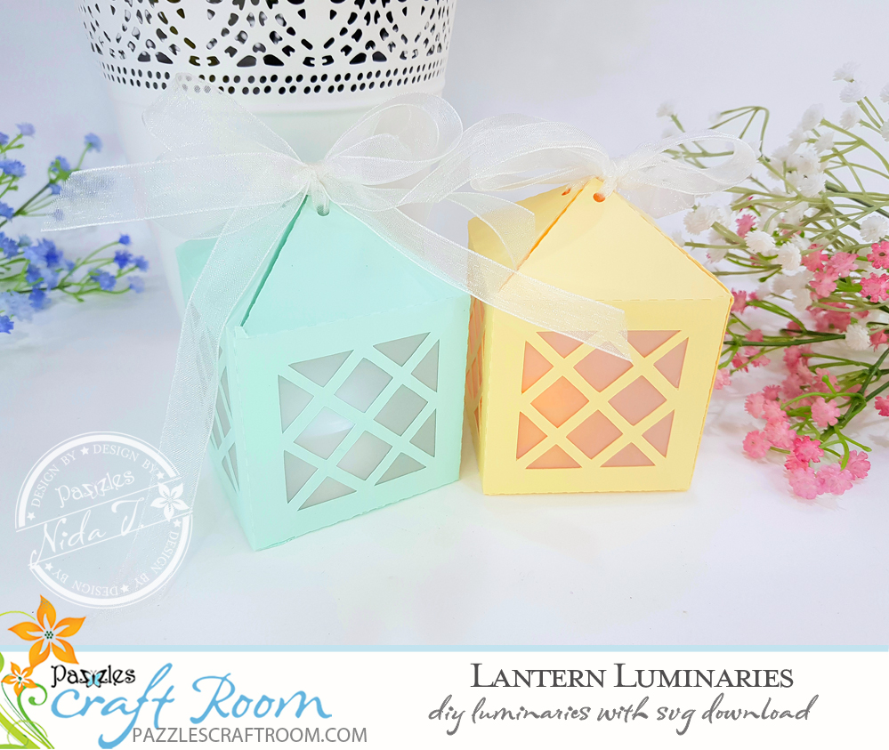 Pazzles DIY Lantern Luminaries. Instant SVG download compatible with all major electronic cutters including Pazzles Inspiration, Cricut, and Silhouette Cameo. Design by Nida Tanweer.