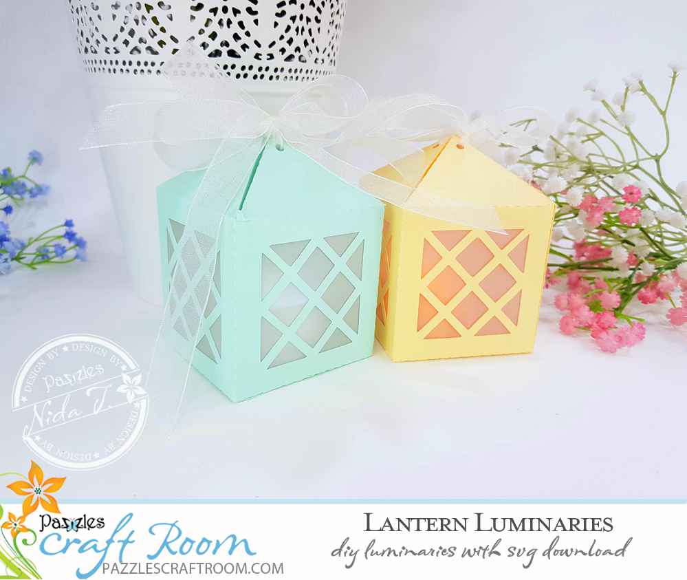 Pazzles DIY Lantern Luminaries. Instant SVG download compatible with all major electronic cutters including Pazzles Inspiration, Cricut, and Silhouette Cameo. Design by Nida Tanweer.