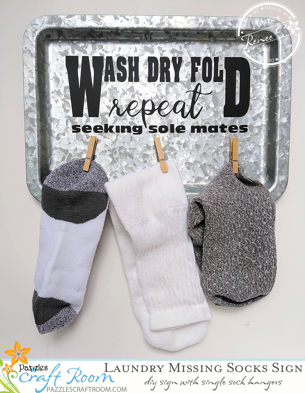 Pazzles DIY Laundry Sign for Missing Socks by Renee Smart Instant SVG Download