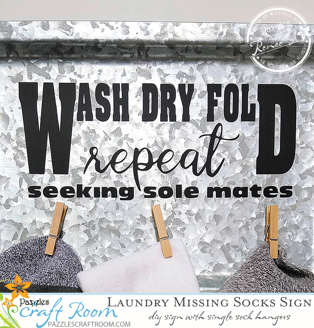 Pazzles DIY Laundry Missing Sock Sign by Renee Smart Instant SVG Download