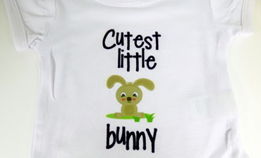 Pazzles DIY Cutest Little Bunny Onesie with instant SVG download. Compatible with all major electronic cutters including Pazzles Inspiration, Cricut, and Silhouette Cameo. Design by Julie Flanagan.