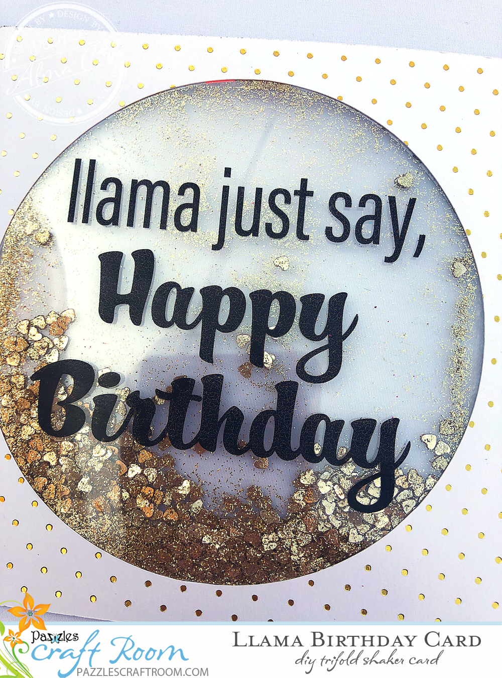Pazzles Llama Birthday Card Trifold with Glitter Shaker by SVGCuttables