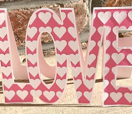 Pazzles DIY Love Word Card with instant SVG download. Compatible with all major electronic cutters including Pazzles Inspiration, Cricut, and SIlhouette Cameo. Design by Sara Weber.