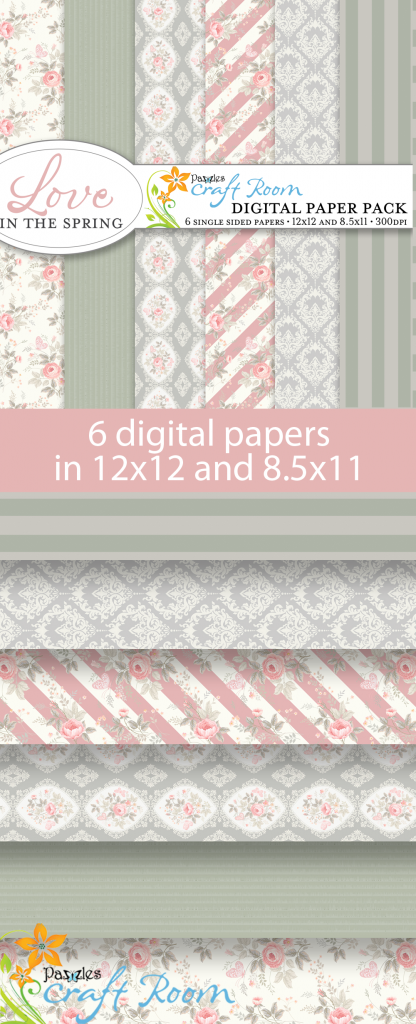 Pazzles DIY Love in the Spring digital papers with instant download.