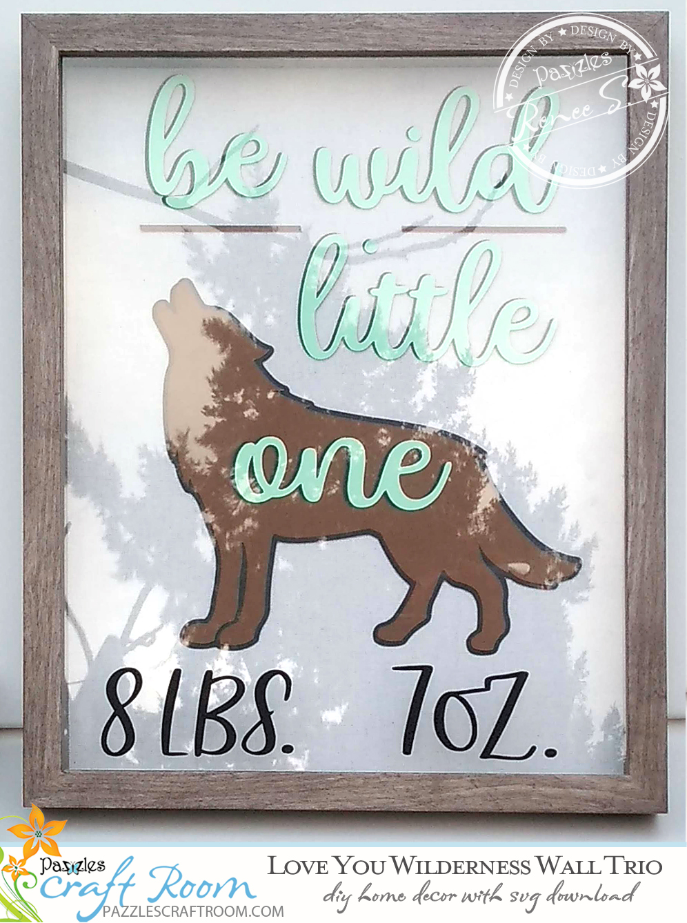 Pazzles DIY Wilderness Wall Trio for nursery with instant SVG download. Compatible with all major electronic cutters including Pazzles Inspiration, Cricut, and Silhouette Cameo. Design by Renee Smart.