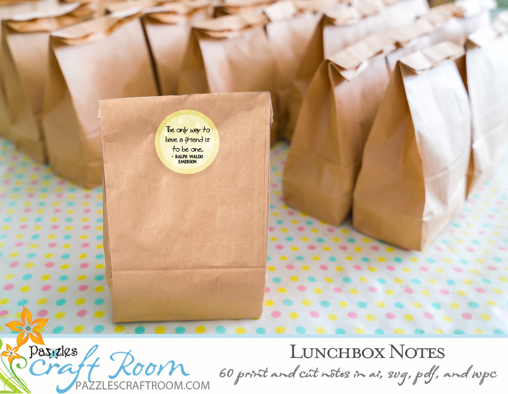 Pazzles DIY Lunchbox Notes. Instant SVG download compatible with all major electronic cutters including Pazzles Inspiration, Cricut, and Silhouette Cameo. Design by Amanda Vander Woude.