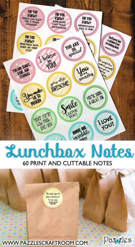 Pazzles DIY Lunchbox Notes. Instant SVG download compatible with all major electronic cutters including Pazzles Inspiration, Cricut, and Silhouette Cameo. Design by Amanda Vander Woude.