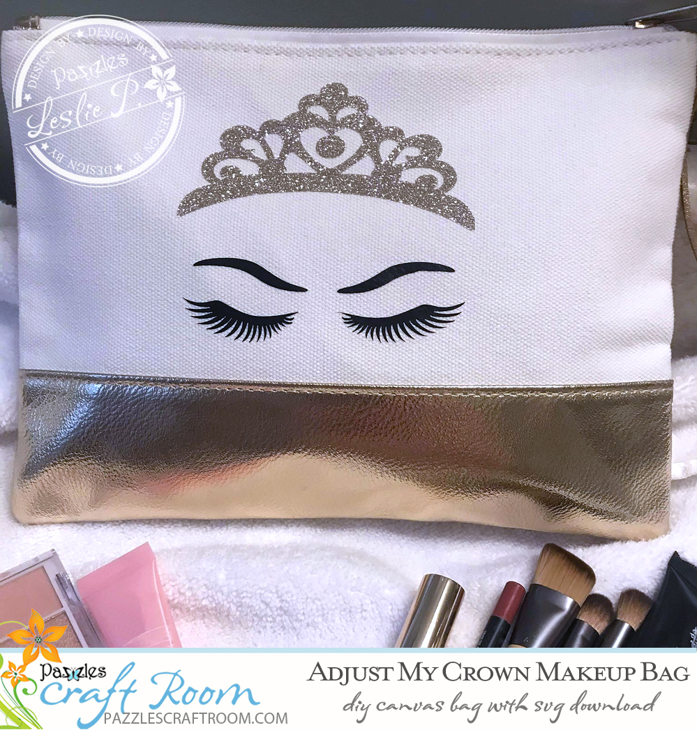 Pazzles DIY Diva Makeup Bag with instant SVG download. Instant SVG download compatible with all major electronic cutters including Pazzles Inspiration, Cricut, and Silhouette Cameo. Design by Leslie Peppers.