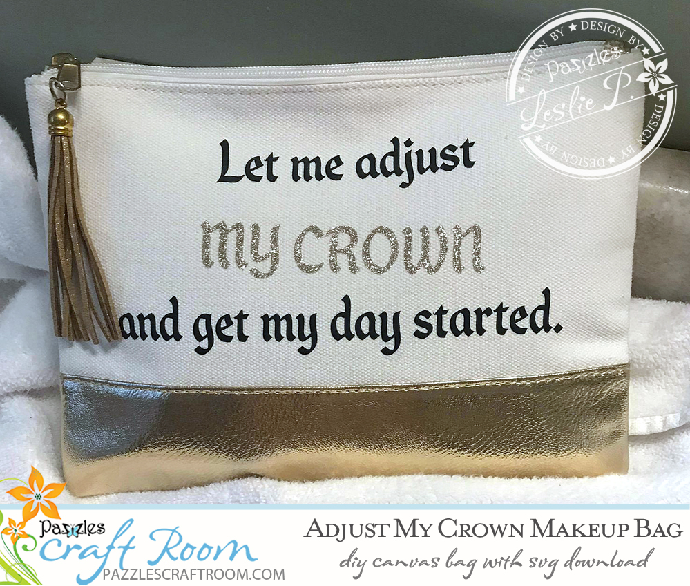 Pazzles DIY Diva Makeup Bag with instant SVG download. Instant SVG download compatible with all major electronic cutters including Pazzles Inspiration, Cricut, and Silhouette Cameo. Design by Leslie Peppers.