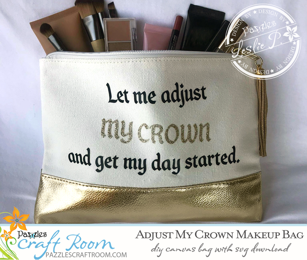 Pazzles DIY Diva Makeup Bag with instant SVG download. Instant SVG download compatible with all major electronic cutters including Pazzles Inspiration, Cricut, and Silhouette Cameo. Design by Leslie Peppers.