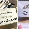 Pazzles DIY Crown Makeup Bag with instant SVG download. Instant SVG download compatible with all major electronic cutters including Pazzles Inspiration, Cricut, and Silhouette Cameo. Design by Leslie Peppers.