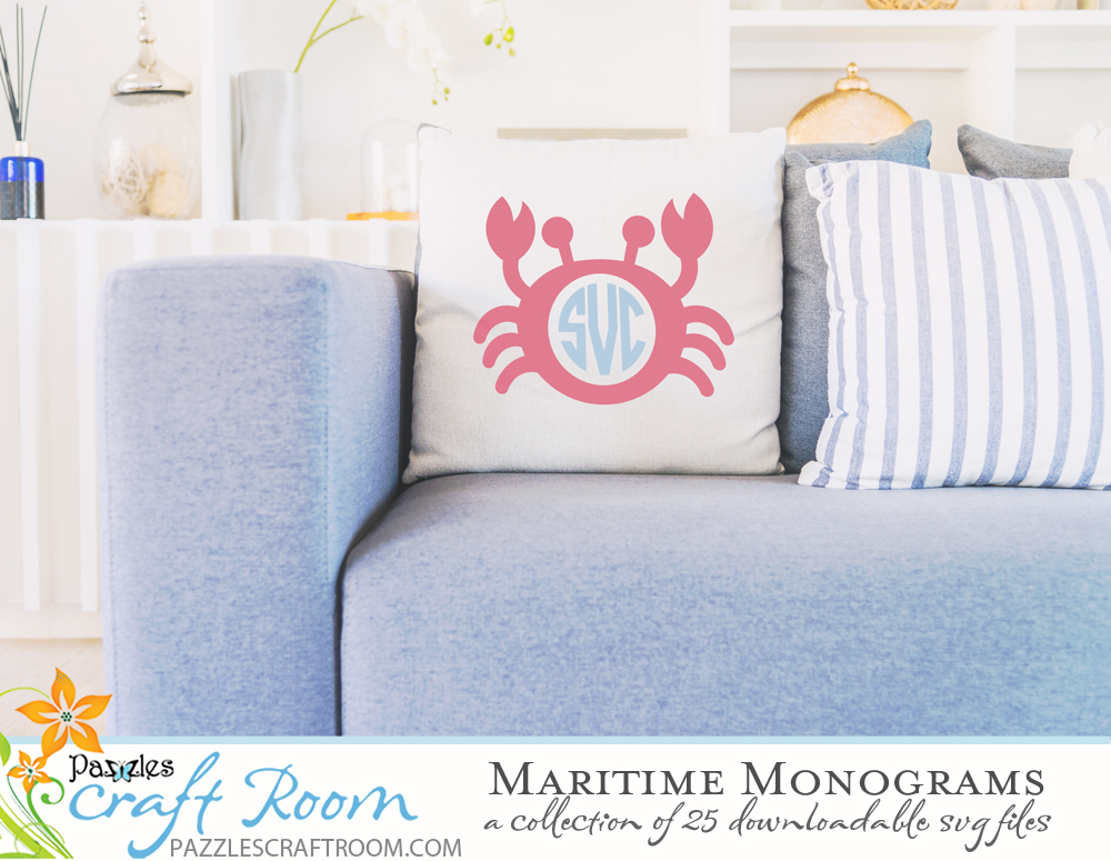 DIY Crab Decorative Pillow Monogram