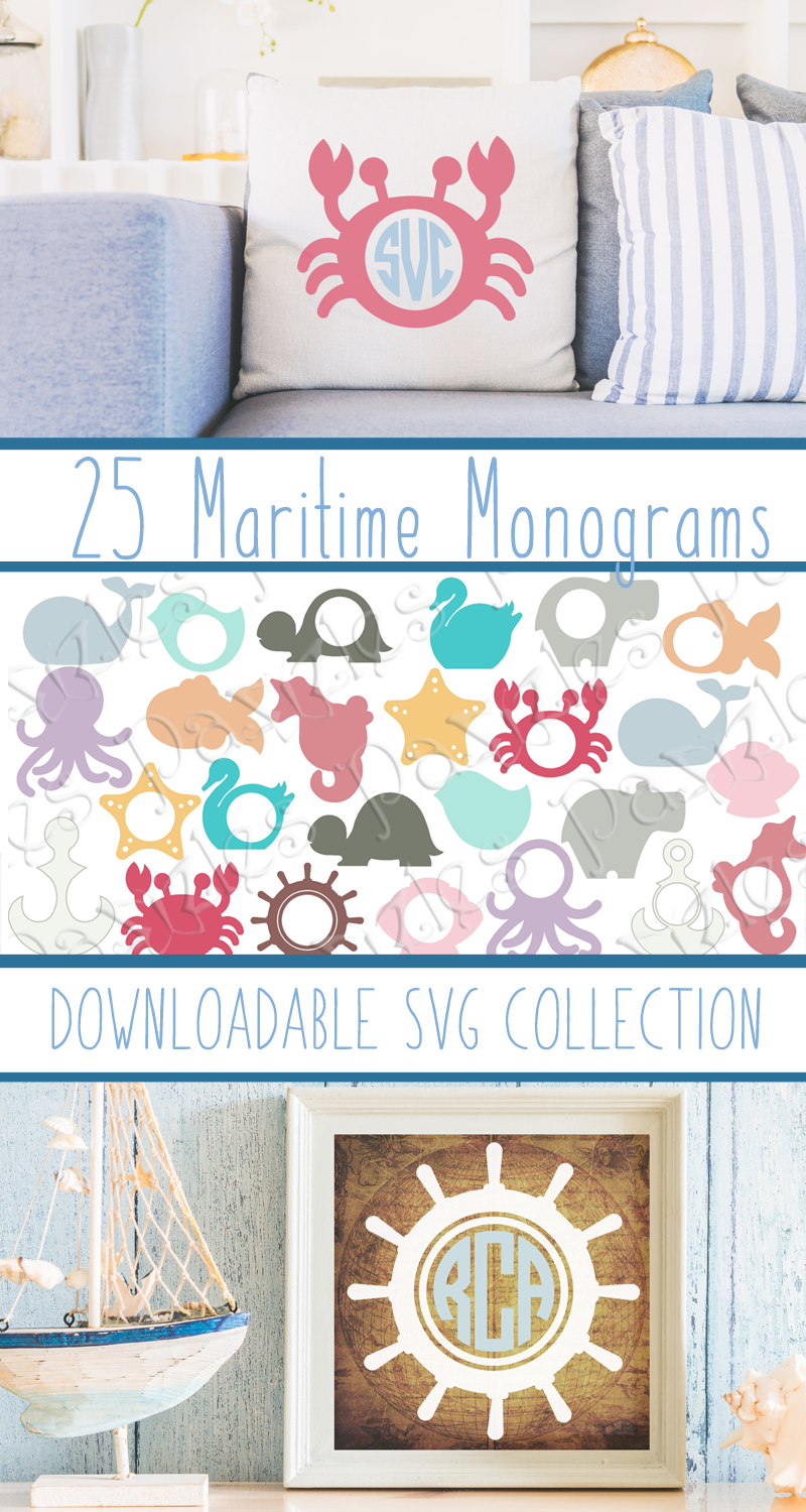 25 Instant Download Ocean Themed Monograms in SVG, AI, and WPC