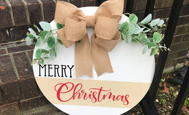 Pazzles Painted DIY Merry Christmas Sign with instant SVG download. Compatible with all major electronic cutters including Pazzles, Cricut, and Silhouette Cameo. Design by Leslie Peppers.