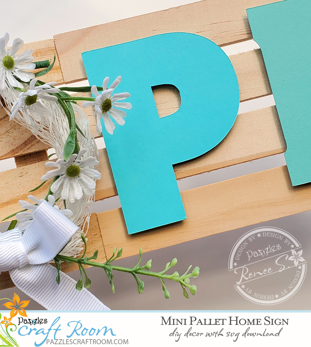 Pazzles DIY Mini Pallet Hope Home Sign with instant SVG download. Instant SVG download compatible with all major electronic cutters including Pazzles Inspiration, Cricut, and Silhouette Cameo. Design by Renee Smart.