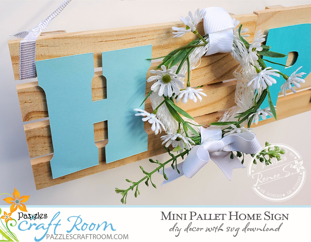 Pazzles DIY Mini Pallet Hope Home Sign with instant SVG download. Instant SVG download compatible with all major electronic cutters including Pazzles Inspiration, Cricut, and Silhouette Cameo. Design by Renee Smart.