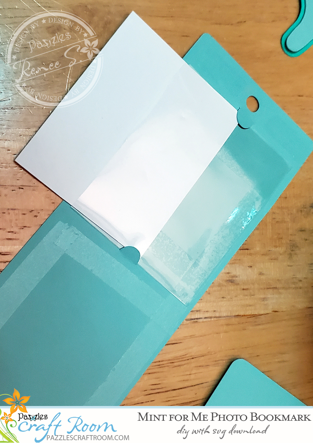 Pazzles DIY Mint for Me Photo Bookmark with instant SVG download. Instant SVG download compatible with all major electronic cutters including Pazzles Inspiration, Cricut, and Silhouette Cameo. Design by Renee Smart.