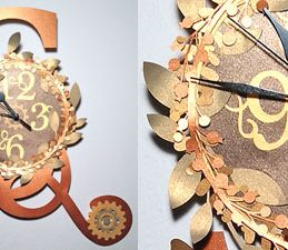 Pazzles Steampunk Metallic DIY Monogram Clock with SVG download by Renee Smart. Compatible with all major electronic cutters including Pazzles Inspiration, Cricut, and Silhouette Cameo.