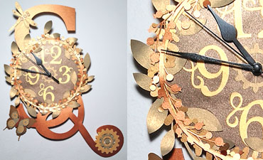 Pazzles Steampunk Metallic DIY Monogram Clock with SVG download by Renee Smart. Compatible with all major electronic cutters including Pazzles Inspiration, Cricut, and Silhouette Cameo.
