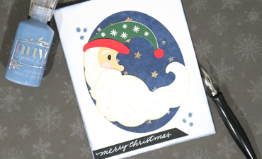Pazzles DIY Moon Santa Card with instant SVG download. Compatible with all major electronic cutters including Pazzles Inspiration, Cricut, and Silhouette Cameo. Design by Monica Martinez.