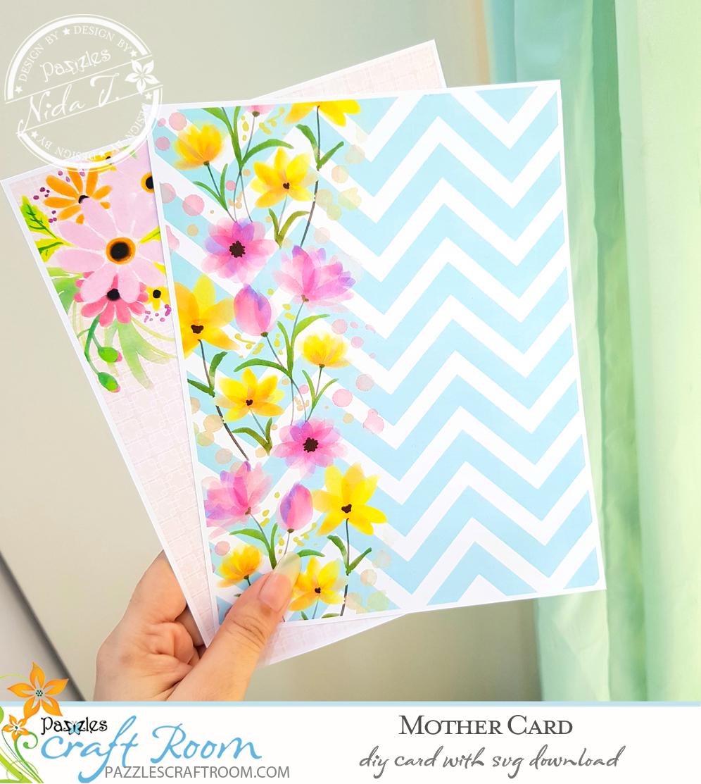 Pazzles DIY Mother Card with instant SVG download. Compatible with all major electronic cutters including Pazzles Inspiration, Cricut, and Silhouette Cameo. Design by Nida Tanweer.