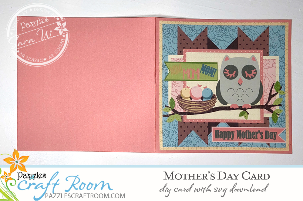 Pazzles DIY Happy Mother's Day Card with instant SVG download. Instant SVG download compatible with all major electronic cutters including Pazzles Inspiration, Cricut, and Silhouette Cameo. Design by Sara Weber. 