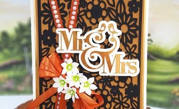 Pazzles Mr and Mrs DIY Wedding Card with instant SVG download. Compatible with all major electronic cutters including Pazzles Inspiration, Cricut, and Silhouette Cameo. Design by Nida Tanweer.