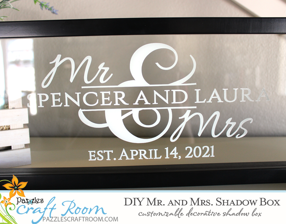 Pazzles DIY Custom Mr and Mrs Shadow Box. Instant SVG download compatible with all major electronic cutters including Pazzles Inspiration, Cricut, and Silhouette Cameo. Design by Amanda Vander Woude.