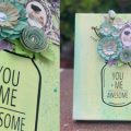 Pazzles DIY Craft Multimedia Canvas Flower HTV Mason Jar Painted Canvas with Paper Flowers You + Me = Awesome by Alekhya Yeluri