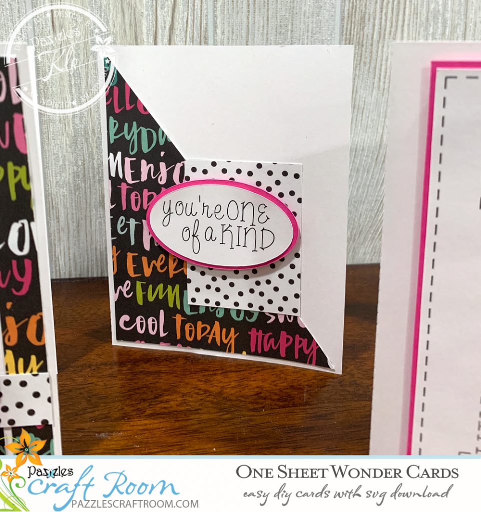 Pazzles DIY One Sheet Wonder Greeting Cards. Instant SVG download compatible with all major electronic cutters including Pazzles Inspiration, Cricut, and Silhouette Cameo. Design by Klo Oxford.