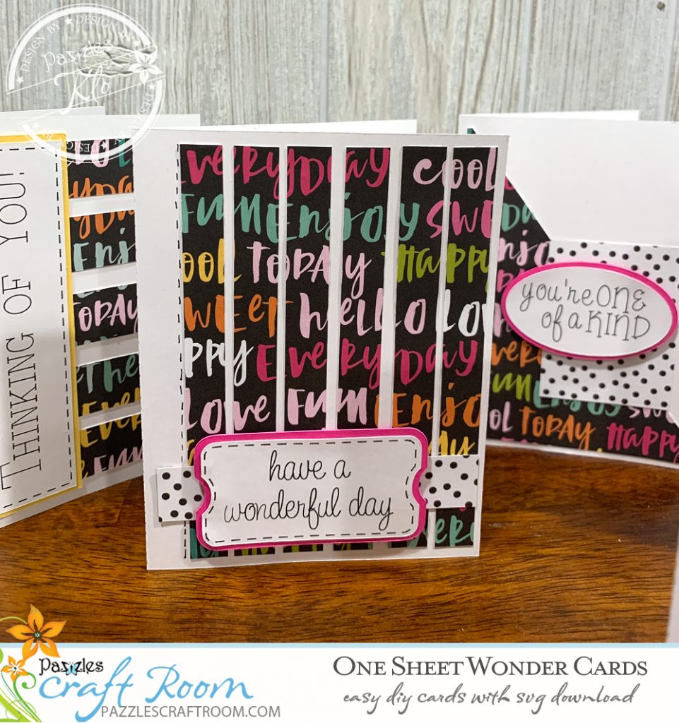 Pazzles DIY One Sheet Wonder Greeting Cards. Instant SVG download compatible with all major electronic cutters including Pazzles Inspiration, Cricut, and Silhouette Cameo. Design by Klo Oxford.