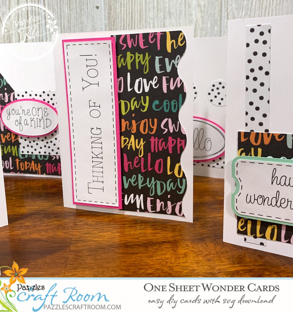 Pazzles DIY One Sheet Wonder Greeting Cards. Instant SVG download compatible with all major electronic cutters including Pazzles Inspiration, Cricut, and Silhouette Cameo. Design by Klo Oxford.