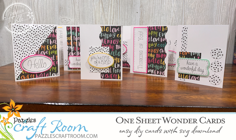 Pazzles DIY One Sheet Wonder Greeting Cards. Instant SVG download compatible with all major electronic cutters including Pazzles Inspiration, Cricut, and Silhouette Cameo. Design by Klo Oxford.