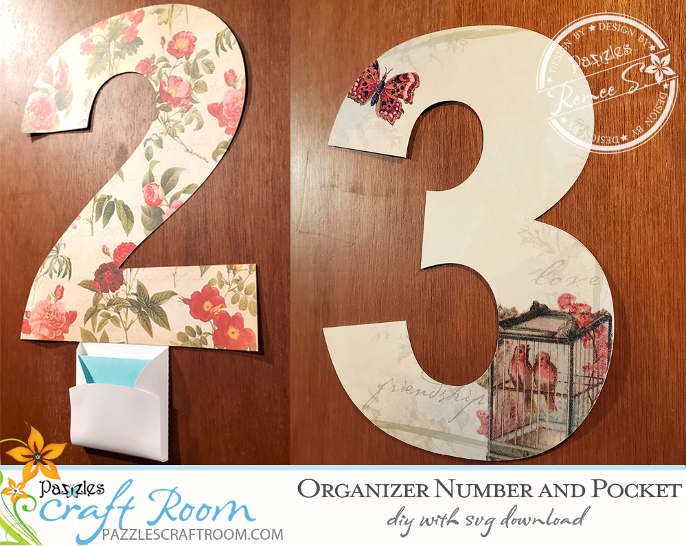 Pazzles Organizer Number with Pocket with instant SVG download.  Instant SVG download compatible with all major electronic cutters including Pazzles Inspiration, Cricut, and Silhouette Cameo. Design by Renee Smart.