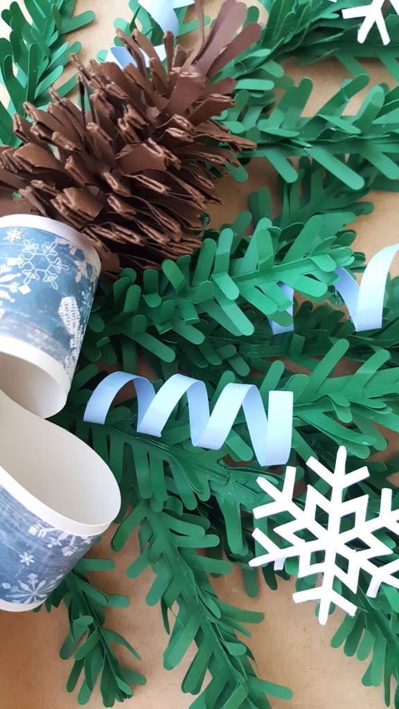 Winter Christmas swag made entirely of paper