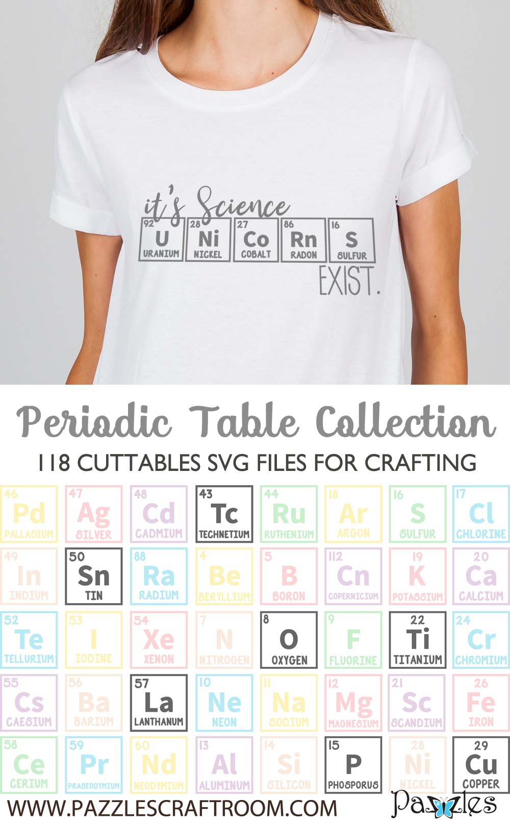 Pazzles DIY Periodic Table Collection of cuttable SVG files for crafts. Instant download compatible with all major electronic cutters including Pazzles Inspiration, Cricut, and Silhouette Cameo.