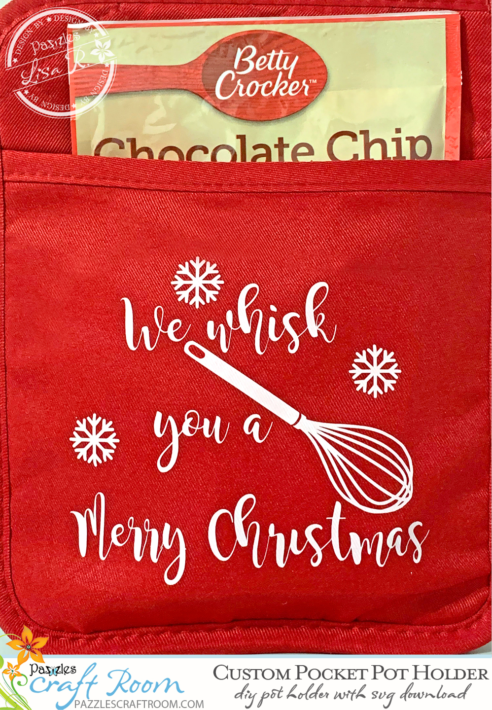 Pazzles DIY Pocket Hot Pads for Christmas Gifts. Instant SVG download compatible with all major electronic cutters including Pazzles Inspiration, Cricut, and Silhouette Cameo. Project by Lisa Reyes.