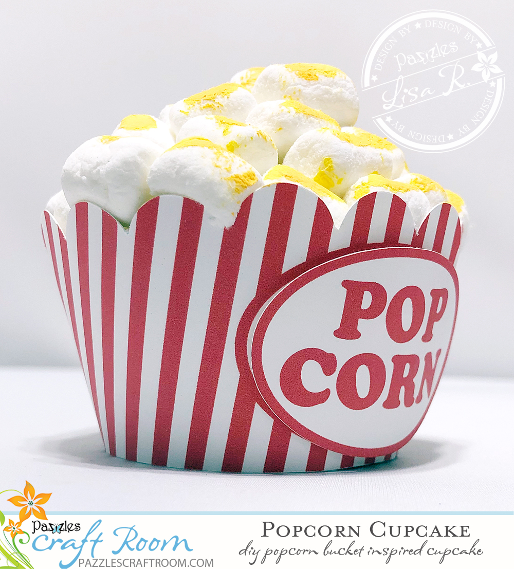 Pazzles DIY Popcorn Cupcake Wrapper by Lisa Reyna