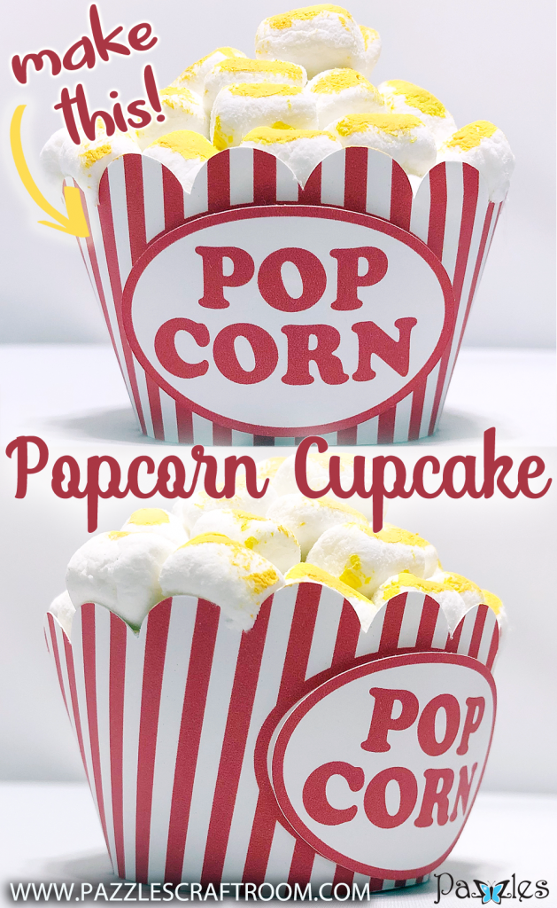 Pazzles DIY Popcorn Cupcake Wrapper by Lisa Reyna
