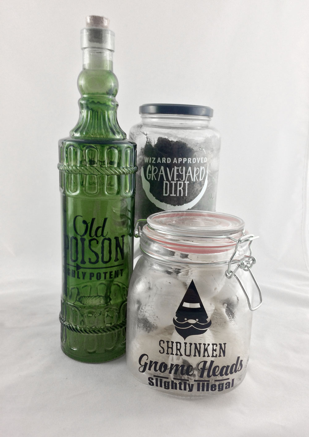 Halloween Potion Jars with Vinyl Labels