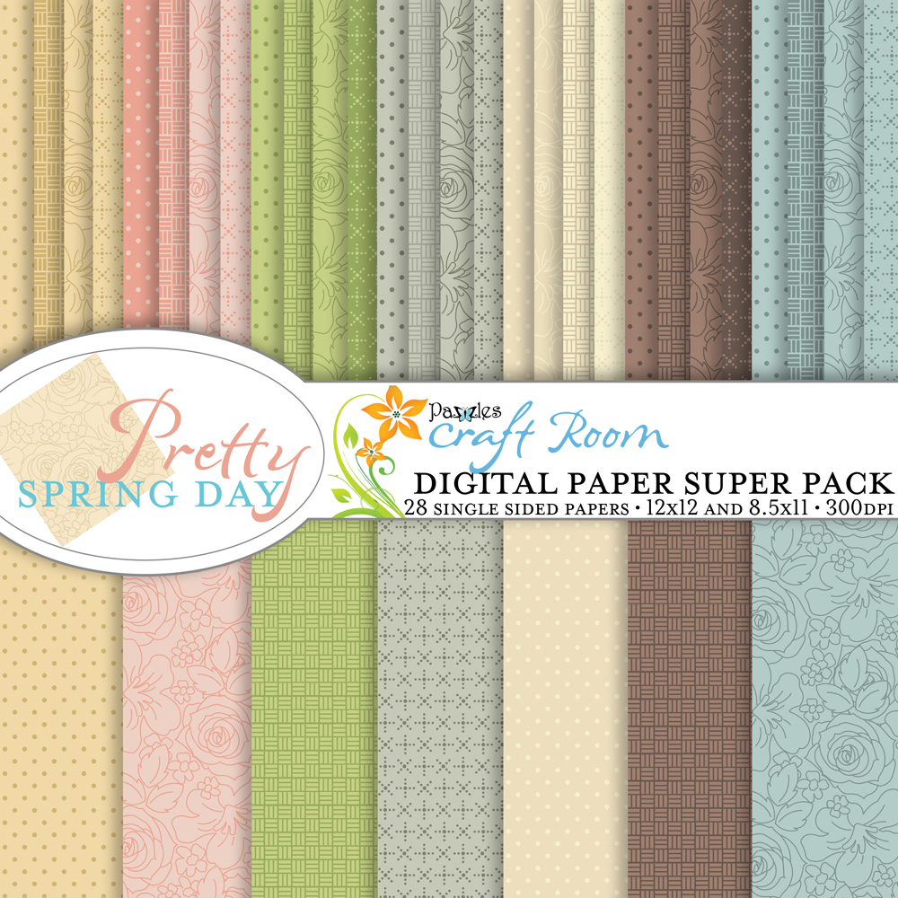 Pazzles DIY Pretty Spring Digital Paper Collection for instant download.