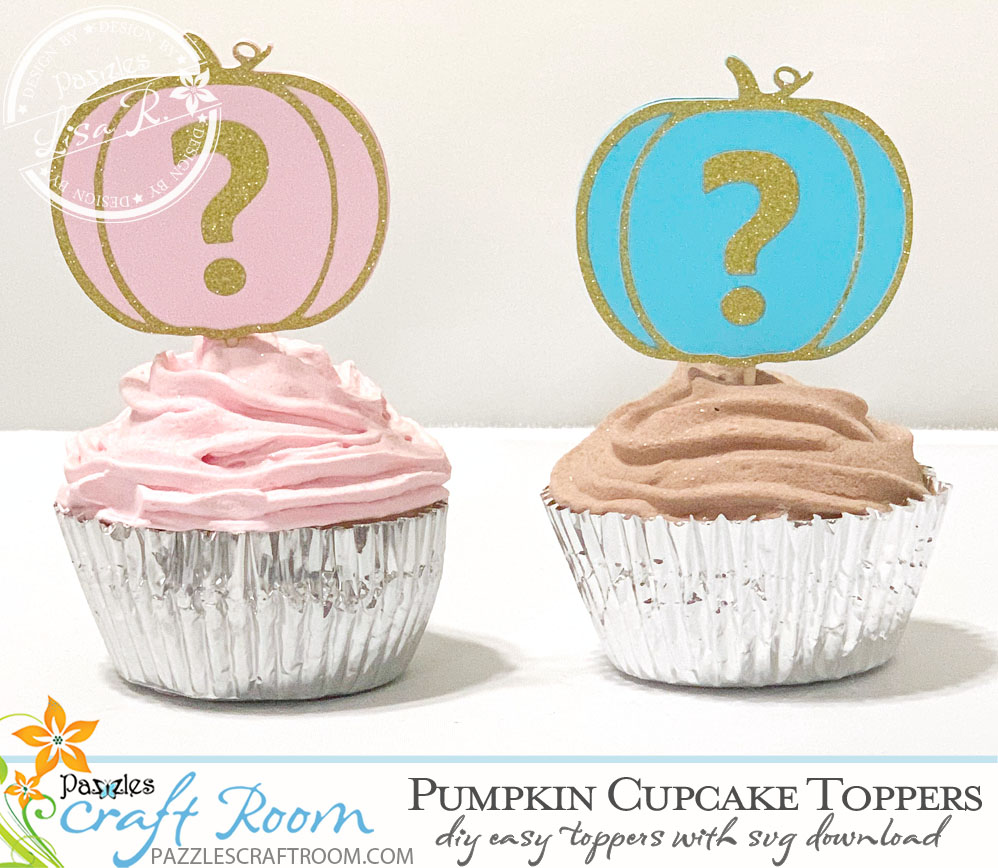 Pazzles Fall DIY Pumpkin Cupcake Toppers with SVG download by Lisa Reyna. Compatible with all major electronic cutters including Pazzles Inspiration, Cricut, and Silhouette Cameo.